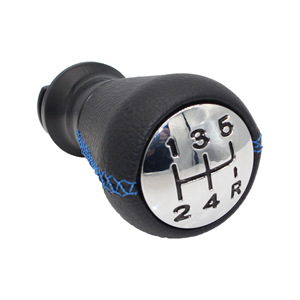 Pommeau de levier de vitesse en cuir noir avec surpiqûres bleues, 5 vitesses, pour voitures Peugeot 206 307 207 408, design ergonomique - Product Image 4