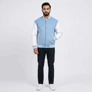 Chaqueta Varsity Bomber Personalizada para Hombre, de Alta Calidad, con Cuerpo de Lana y Mangas de Cuero Genuino, Ideal para Invierno - Product Image 1