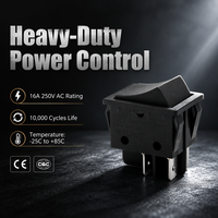 Interrupteur à bascule SUDA KCD4-202EC-1 16A 250VAC 4 broches DPST ON-OFF Noir mat IP40 Certifié CE CQC pour équipement médical
