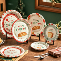 Assiettes en papier jetables à bords dorés, vaisselle de fête et de mariage, biodégradables, assiettes en papier personnalisées imprimées pour la restauration