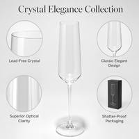 Flûte à champagne élégante transparente soufflée à la main en cristal sans plomb pour mariage, toast, fête, cadeau, logo personnalisé