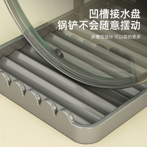 Pot Lid Rack Square Metal With Tray Countertop Drainer Storage Holder Modern Kitchen Utensil Organizer - Product Image 4