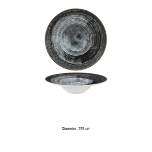 Napoli Black Round Pasta Bowl Ø 27.5 cm Inner Ø 14.5 cm Saturnia <b>Digital</b> Print - Product Image 3
