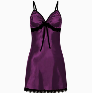 Camisón Sexy de Satén de Poliéster/Algodón con Cuello en V para Mujer, Transpirable, con Cintura Elástica, para Verano e Invierno - Product Image 5