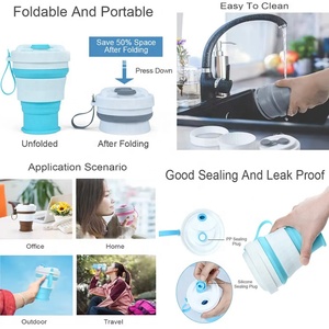 Customized Logo Silicone Foldable <b>Cup</b> Outdoor Sports Silicone Travel Coffee <b>Cups</b> Bpa Free Portable Reusable Collapsible <b>Cups</b> - Product Image 3