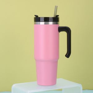 Vaso de Viaje Reutilizable de Acero Inoxidable de 20oz/30oz, Aislado al Vacío, con Asa y Pajita, Ecológico - Product Image 5