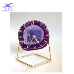 2022 nouveau Design de luxe Style européen Vintage pierre de marbre naturel <span class=keywords><strong>Onyx</strong></span> gemme horloge murale décoration de la maison Table horloge murale - Product Image 3