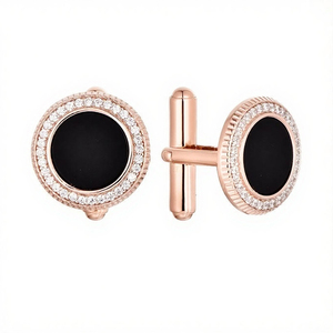 Khuy Măng Sét Khuy Măng Sét Kim Loại Mạ Bạc Sterling 925 Mới Nhất Cho Nam Biểu Tượng Tùy Chỉnh Khuy Măng Sét Bọc Kim Cương - Product Image 2