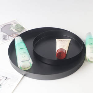 Fabrika mat siyah İskandinav Metal yuvarlak parti otel servis ve depolama tepsisi - Product Image 3