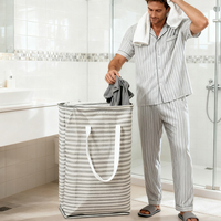 Panier à linge pliable avec cadre en acier Panier en tissu Oxford durable sans effondrement lorsqu'il est étendu