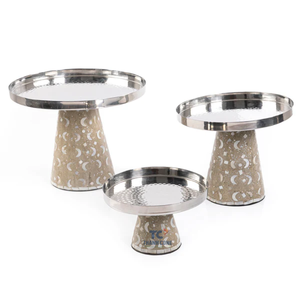Lot de 3 supports en nacre de haute qualité de luxe Ramadan Eid nacre incrustée gâteau chocolat support - Product Image 1