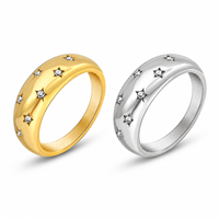 Bague en acier inoxydable plaqué or 18 carats avec zircon étoile géométrique, minimaliste, hypoallergénique, résistante à l'eau, bijou cadeau pour femme