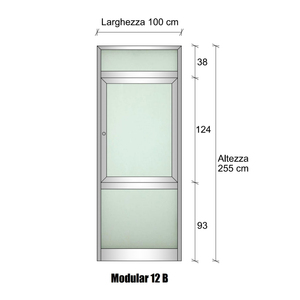 Parete Divisoria Modulare Continua con Traversa Alta in Alluminio, Vetro Satinato e Bachelite-H2550xl1000 Mm-Colore per Applicazione in Camera da Letto - Product Image 1