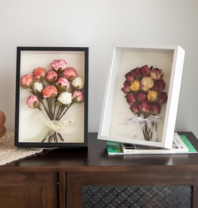 Hoa hiển thị khung 3x4 5x7 6x14inch 5cm sâu bóng hộp kính thực phía trước màu trắng và màu đen gỗ tự nhiên MDF bóng hộp khung - Product Image 3