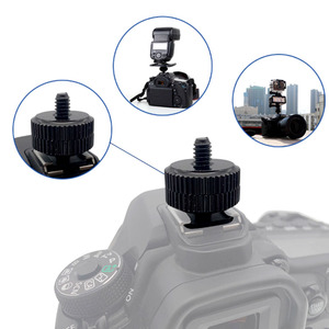 1/4 <span class=keywords><strong>vis</strong></span> de montage sur trépied Double couche Flash adaptateur de chaussure chaude pour DSLR Gopro caméra d'<span class=keywords><strong>action</strong></span> Photo Studio accessoires double écrous noir - Product Image 2
