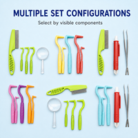 Kit d'outils de suppression des tiques pour animaux de compagnie, 3-9 pièces, multifonctionnel, portable, pinces en acier inoxydable, ensemble de crochets anti-puces en plastique, loupe intégrée