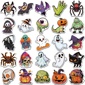 50 autocollants Halloween Crâne Citrouille Dessin Animé Graffiti pour Skateboard Décoration de Fenêtre Vinyle Nouveauté 2024 Autocollant de Festival - Product Image 5