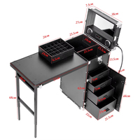 KONCAI Valise de Maquillage Pliante en Aluminium sur Roulettes, Station de Manucure, Table de Travail Cosmétique et Coiffure, Poste de Travail pour Ongles