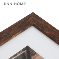 Bingkai foto kayu pedesaan, bingkai foto kayu 11x14, menggantung, pola kayu depan, 2 pak logam tembaga untuk seni rumah DIY