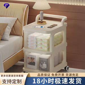 Storage Cart 5 Tier Beige With Wheels Office Organizer Desktop Storage Rack For Home Office Use - Product Image 5