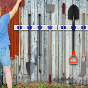 알루미늄 차고 훅 벽 정리대 홀더, 대걸레 빗자루 홀더, 정원 차고 도구 정리대 벽걸이 수납 랙 - Product Image 6