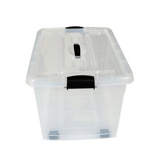 12-Gallon Transparent <b>Plastic</b> Storage Box with Thickened Handle Multi-Functional Toy Clothes Book Organizing <b>Crate</b> for Home Use - Product Image 3