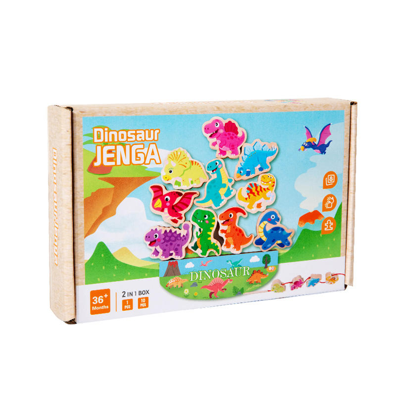 Tour de style dinosaure empilable 2-en-1 avec corde