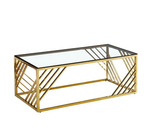 <span class=keywords><strong>Tavolo</strong></span> di Lusso Moderno in Metallo Dorato con Piano in Vetro Temperato e <span class=keywords><strong>Gambe</strong></span> in Acciaio Inossidabile, Bestseller 2026 - Product Image 1