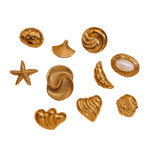 女性用<span class=keywords><strong>2025</strong></span>新しいファッション幾何学的ハートホタテブローチラグジュアリー18Kゴールドステンレスメッキ楕円形パターン - Product Image 5