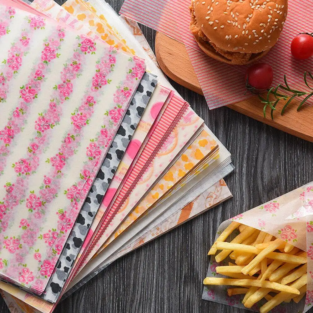 Bedrucktes fettdichtes Papier hochwertiges lebensmittelqualitäts-fettdichtes Papier Rohmaterial Burger-Verpackungspapier in Rolle