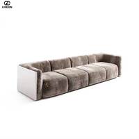 Ensemble de canapés de salon classique américain minimaliste avec design en velours - Grand canapé pour villa ou usage domestique