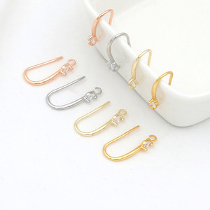 U-Shaped Ear <b>Hooks</b> With Zircon 18k Gold Plated Copper DIY Jewelry Accessories For <b>Earrings</b> Making - Product Image 3