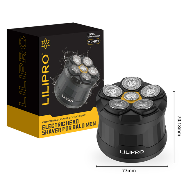 LILIPRO ZP-812 Round Blade Scalp Safe One Hand Bald Head Grooming Shaver 6D Magnetic Electric Razor for Men