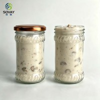 Stoples Kaca Silinder Tinggi Transparan 200ml Dengan Pola Dekoratif untuk Jeli, Marmalade, Selai Kacang, dan Hidangan Penutup