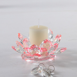 Ornamenti Decorativi <span class=keywords><strong>da</strong></span> Tavolo, Portacandele per Lampade a Burro, Candelabro Trasparente a Forma di Loto, Portacandele in Vetro Cristallo - Product Image 3