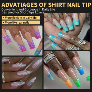 Pointes d'ongles en gel carrées souples de haute qualité, 140 unités/boîte, vente en gros, faux ongles à presser style French Manucure - Product Image 6
