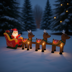 Santa Claus y Reno Inflables LED de Navidad de 192.9 Pulgadas, Decoración Navideña para Jardín Exterior, Material de PVC - Product Image 2