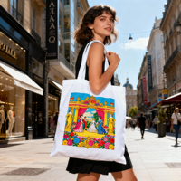 Sac fourre-tout en toile de coton personnalisé avec logo, 16x18 pouces, impression intégrale, écologique, recyclable, réutilisable, promotionnel, tendance