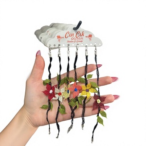 Pulseras de Tela con Flores Bordadas C+store, Encaje Negro de 20mm-29mm, Pulseras de Tela a la Moda, Diseño Duradero - Product Image 3