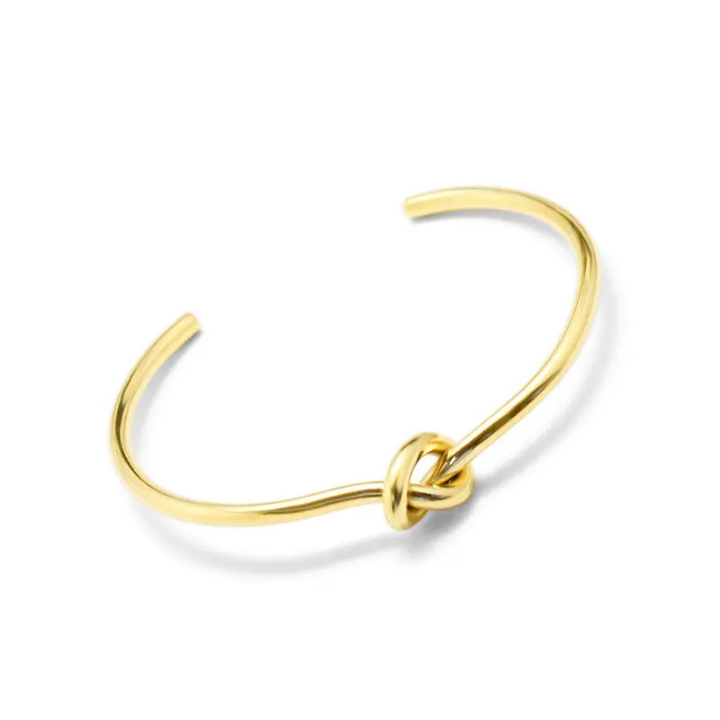 Braccialetto rigido con polsino a nodo aperto sottile e spesso alla moda braccialetti in oro in acciaio al titanio gioielli per ragazze 18k