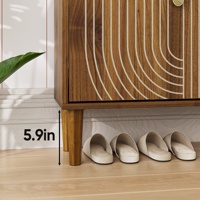 Meuble de rangement à chaussures autoportant moderne avec 2 tiroirs basculants, poignées métalliques, structure en bois de pin, meuble de rangement pour chaussures réglable pour la maison