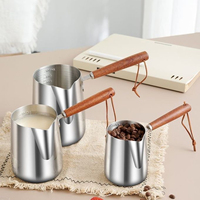 Pichet à lait en acier inoxydable pour mousseur à café, carafe à crème, tasse doseuse, pot à vapeur pour barista, faitout à sauce avec poignée – Ensemble