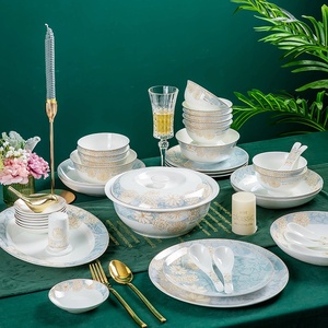 Service de vaisselle en céramique de Jingdezhen, ensemble de bols et assiettes en porcelaine osseuse nordique, vente en gros, ensemble de bols, ensemble domestique, coffret cadeau - Product Image 2