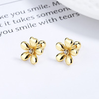 Fünfblättrige Blumen-Ohrstecker mit Schraubverschluss aus 925 Sterling Silber Minimalistische Ohrringe