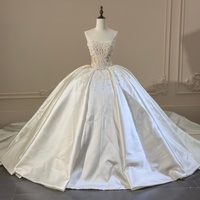 Robes de mariée Jancember XS289 exquises en satin ivoire avec broderies de perles et longue traîne