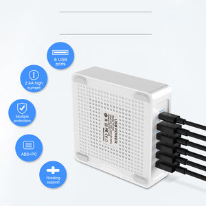 Caricatore USB a <span class=keywords><strong>6</strong></span> Porte con Ricarica Rapida 3.0 per Telefono, Adattatore per <span class=keywords><strong>iPhone</strong></span> e Tablet, Caricatore Portatile da Muro, Caricatore Rapido - Product Image 2