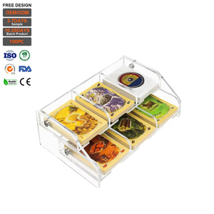 Présentoir de cartes en acrylique transparent moderne personnalisé, style échelle, double fentes pour cartes, surface polie, support organisateur de jeux de table - Product Image 1