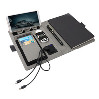 Ensemble de chargeur sans fil pour ordinateur portable, batterie externe, cadeau d'affaires en cuir PU, logo personnalisé OEM