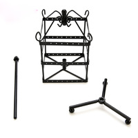 Présentoir à bijoux rotatif carré créatif à 4 étages, support de rangement pour boucles d'oreilles en fer forgé avec accessoires suspendus pour la présentation de bijoux