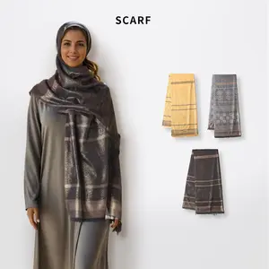 Newest Arrive Malaysia Women Long Fashion Plain Muslim Pleated Glitter Shimmer Chiffon Hijab Silk Shawl